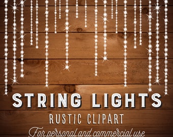 String Lights Clipart - Fairy Lights Clipart - Party Lights Clipart - Rustic Clipart - String Art - PNG AI EPS Files - Instant Download