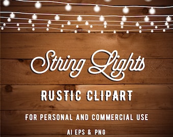 String Lights Clipart - Fairy Lights Clipart - Party Lights Clipart - Rustieke Clipart - String Art - PNG AI EPS-bestanden - Instant Download