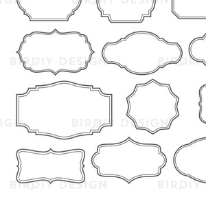May include: Set of 10 black and white outline frames with different shapes and sizes. The frames are perfect for adding a vintage touch to your projects.