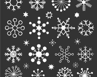 Christmas Clipart - Snowflake Clipart - Winter Clipart - Chalk Clipart - Chalkboard Clipart - Clip Art - Vector EPS PNG  - Instant Download