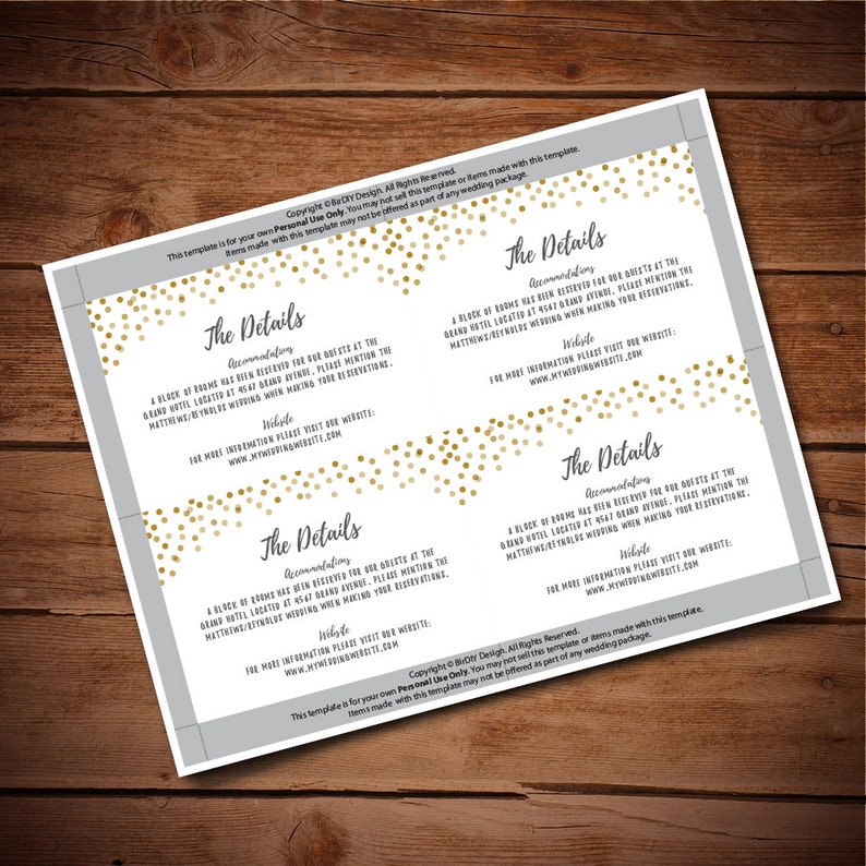 Printable Info Card Info Card Template DIY Wedding - Etsy