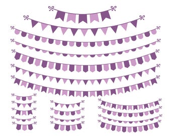 Bunting Clipart - Photoshop Overlay Clipart - Banner Clipart - Pennant Clipart - Clip Art - Party - PNG - Instant Download