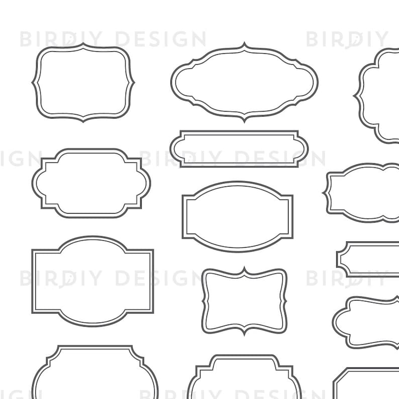 May include: A set of 10 black and white outline frames with different shapes and sizes. The frames are perfect for adding a touch of elegance to any project.