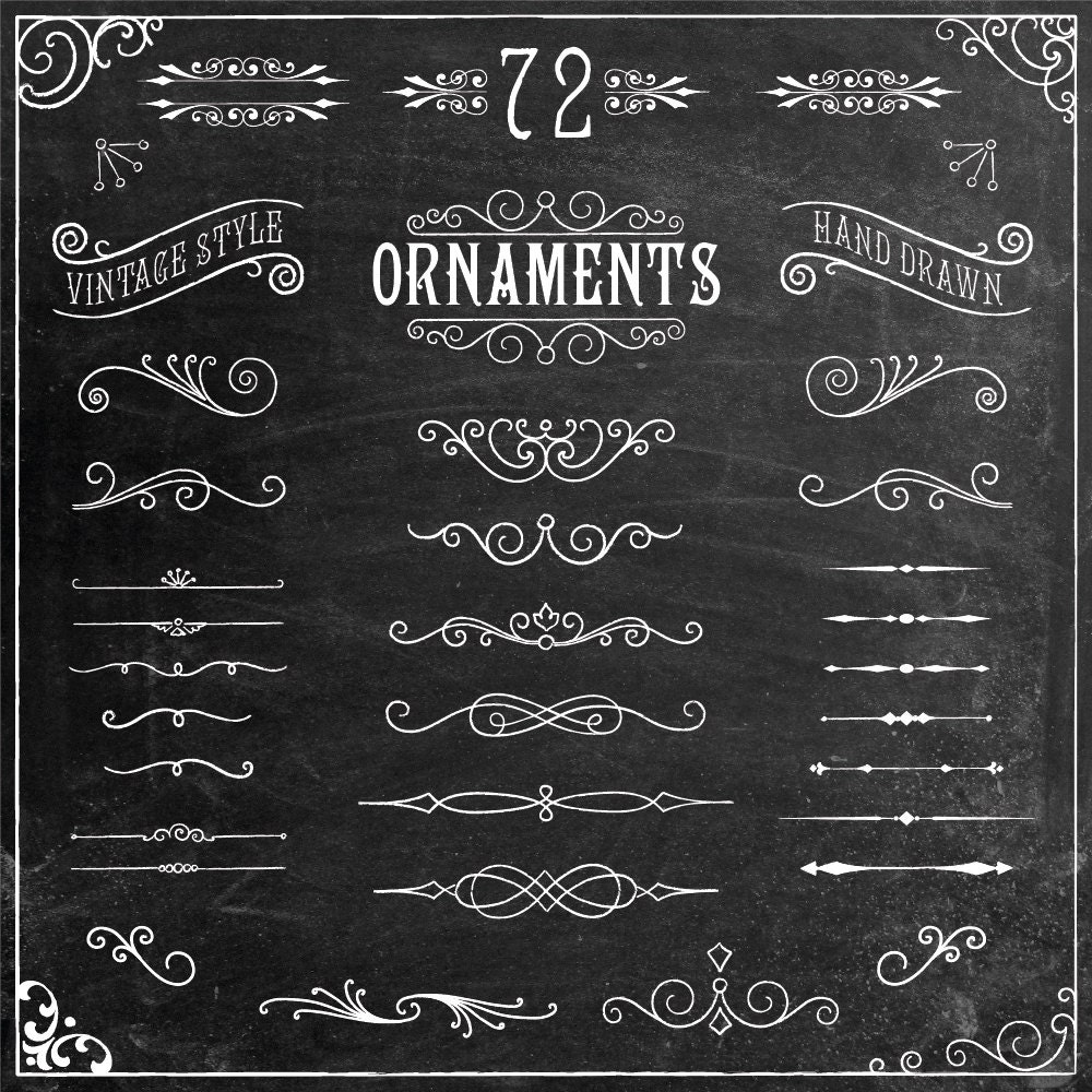 Rustic Chalk Clipart Bundle - Rustic Clipart - Boho Clipart - Chalkboard Clipart - Clip Art - AI, PNG and Photoshop Brush - Instant Download