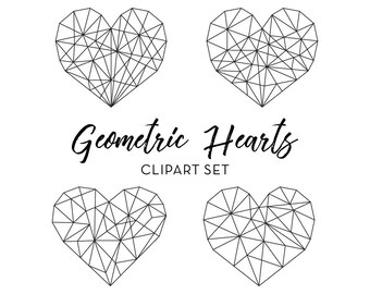 Geometric Hearts - Logo Clip art - Heart Logo - Boho Clipart - Heart - Instant Download