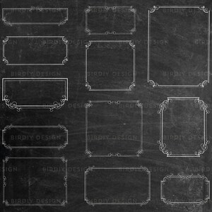 Chalkboard Frames Clipart Bundle - Chalk Clipart - Wedding Frames Clipart - Rustic Clipart - EPS and PNG - Instant Download