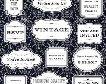 Vintage Frames Clipart Bundle - Rustic Boho Clipart - Wedding Frame Clipart - EPS PNG and Photoshop Brush - Instant Download