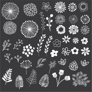 Chalkboard Floral Clipart - Clip Art - Floral Clipart - Chalk Clipart - Rustic Clipart - Boho Clipart - Vector AI and PNG - Instant Download