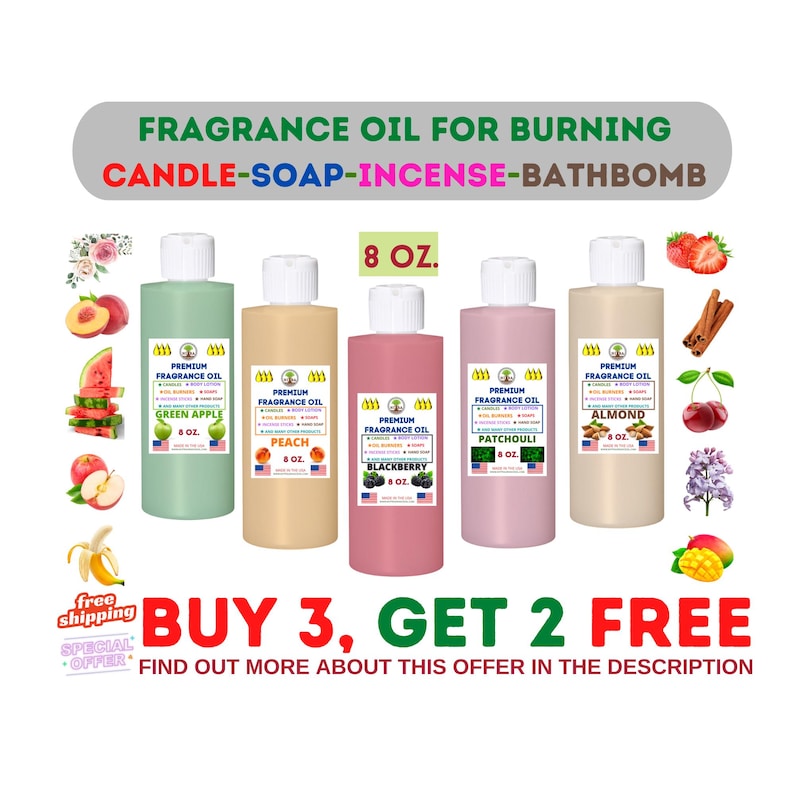 8 oz Strong Scented Fragrance Oil: Candles, Soaps, Lotions image 1