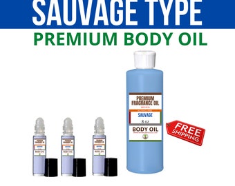 SAUVAGE TYPE Premium Perfumed Body Oil Fragrance for Men 1 oz. to 16 oz.