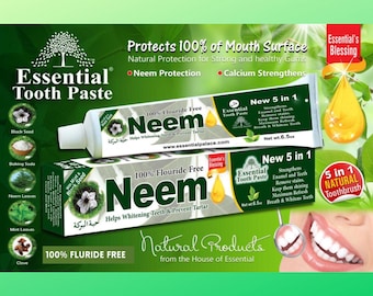 Pasta de dientes NEEM, ingredientes naturales y orgánicos, sin flúor y base vegetal.