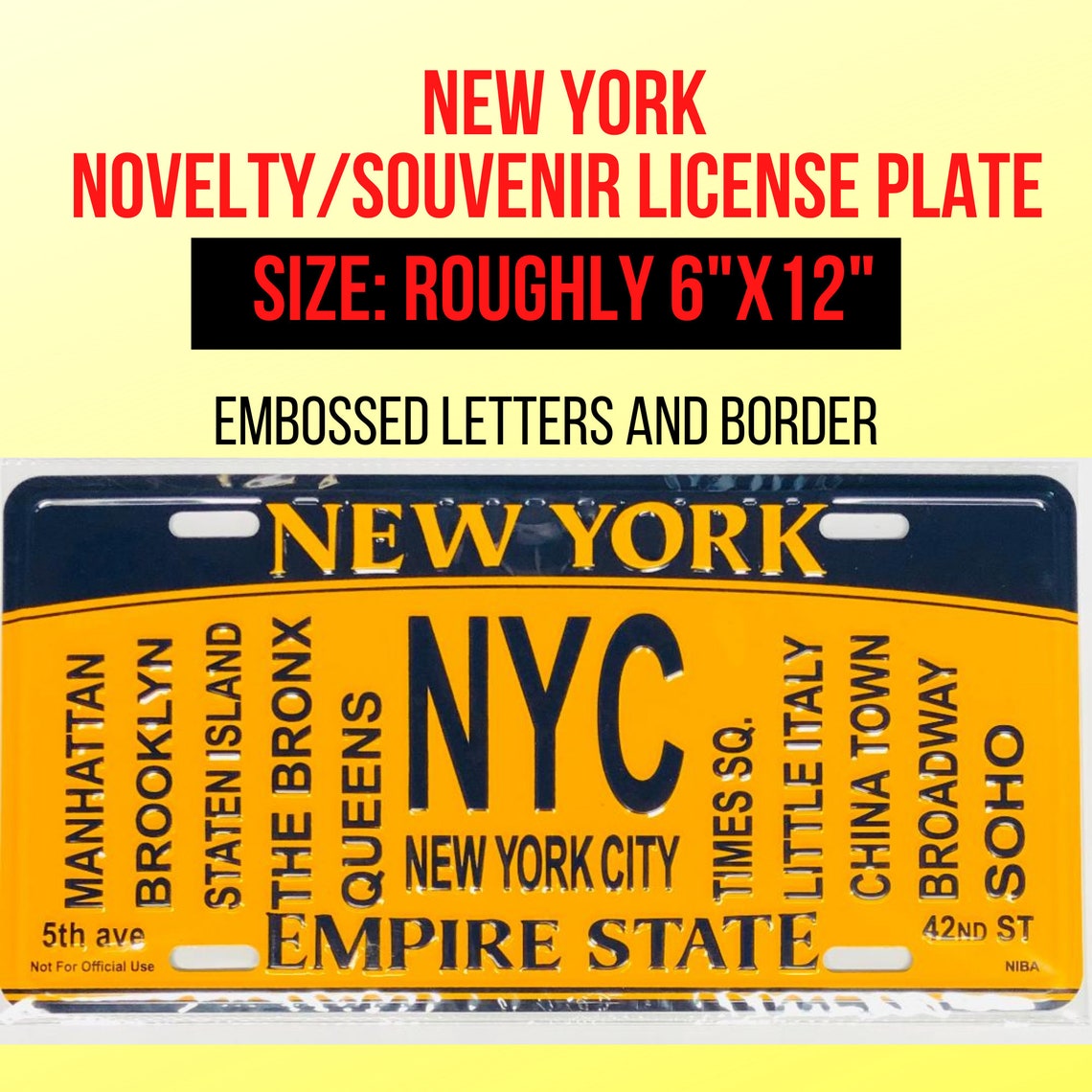 New York City Novelty/Souvenir License Plate Brooklyn Etsy