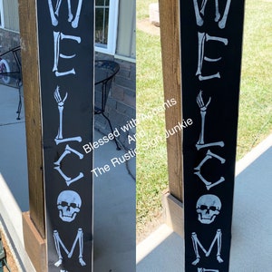 Large welcome signs, skeleton decor, Halloween sign, Halloween decorations , Halloween decor, Front door decor, Rustic welcome signs,