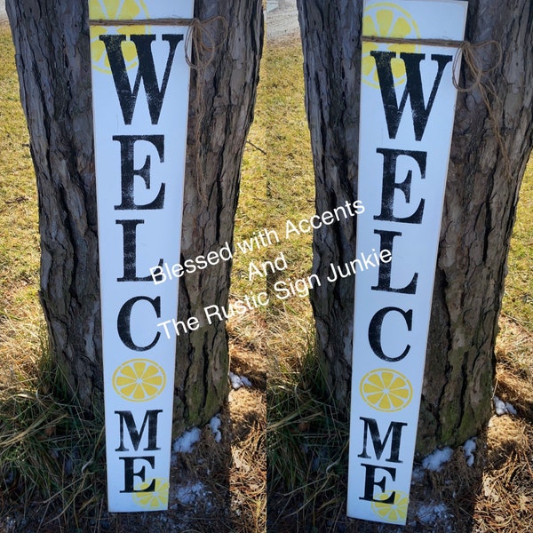 Summer porch decor, large welcome signs, lemon sign, front door decor, front door welcome signs, summer decor, lemon decor