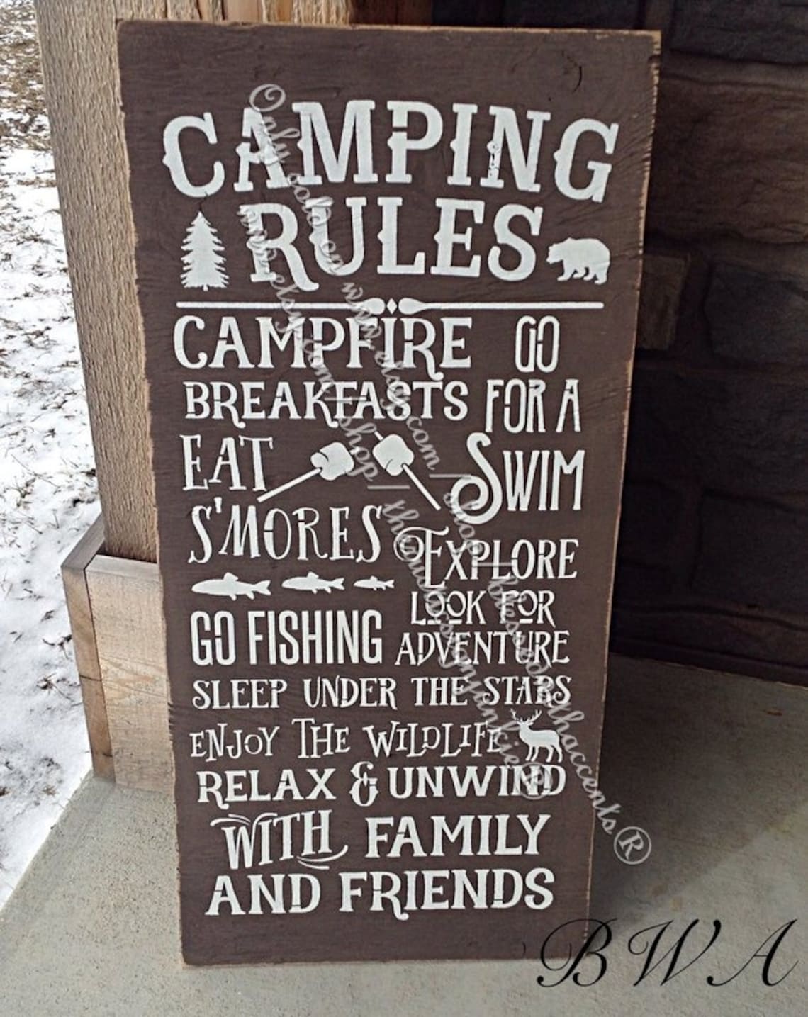 Camping Sign Camping Rules Sign Camping Decor Wooden Etsy