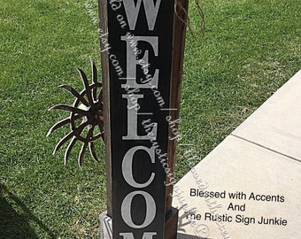 Large welcome signs, Rustic wood welcome signs, Welcome porch signs, Front porch decor, Rustic welcome signs, Front porch wood welcome signs