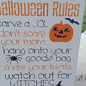 Primitive Halloween sign, halloween rules sign, Halloween decor, Halloween decorations, wooden Halloween decor, rustic Halloween image 3