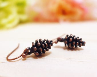 Tiny Pinecone Earrings, Small Pine Cone Earrings, Dainty Earrings, Minimalist Earrings, Simple Earrings, Woodland Jewelry, Forest Jewelry