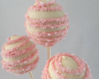 Pink & White Cake Pops: Baby Shower, Wedding Favors