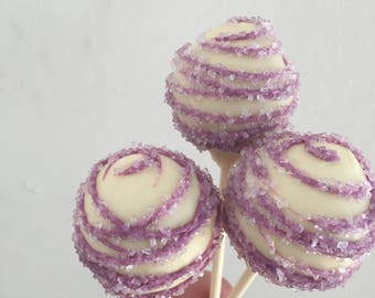 Purple Drizzle Cake Pops: Baby Shower, Wedding Favors