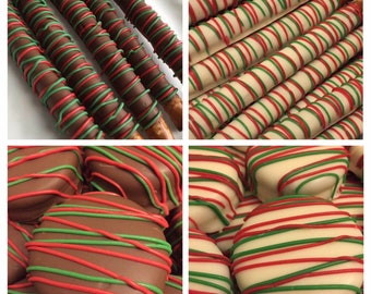 Christmas Party Favors Red and Green Party Favors Holiday Party Favors Chocolate Pretzel Christmas Favors Christmas Oreo Party Favors