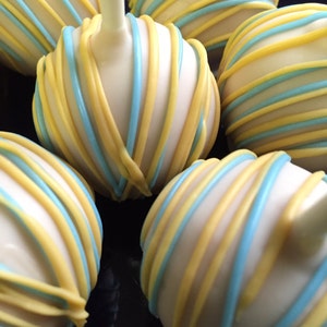 Tan Baby Shower Cake Pops Blue Favors Baptism Yellow Party - Etsy