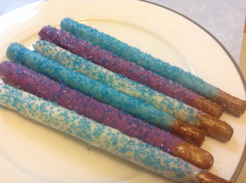 Frozen Party Favors Chocolate Covered Pretzels Blue Party Etsy