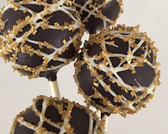 Black & Gold Cake Pops: New Year's Eve Party Favors