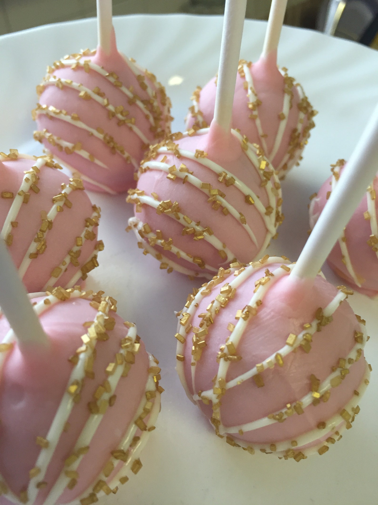 Pink and Gold Cake Pops Pink and Gold Baby Shower Cake Pops Etsy