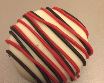 Red & Black Drizzled Oreo Party Favors: Custom Chocolate Treats