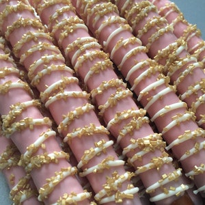 Gold and pink Party Pack baby shower favors pink Oreos favors pretzel favors rice crispy treat favors gold party favors pink party favors