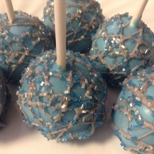 Blue Baby Shower Favors Wedding Favors Blue Favors Blue and Silver Party Cake Pops Favors 1st Birthday Party Favors Baptism Party Favors image 1