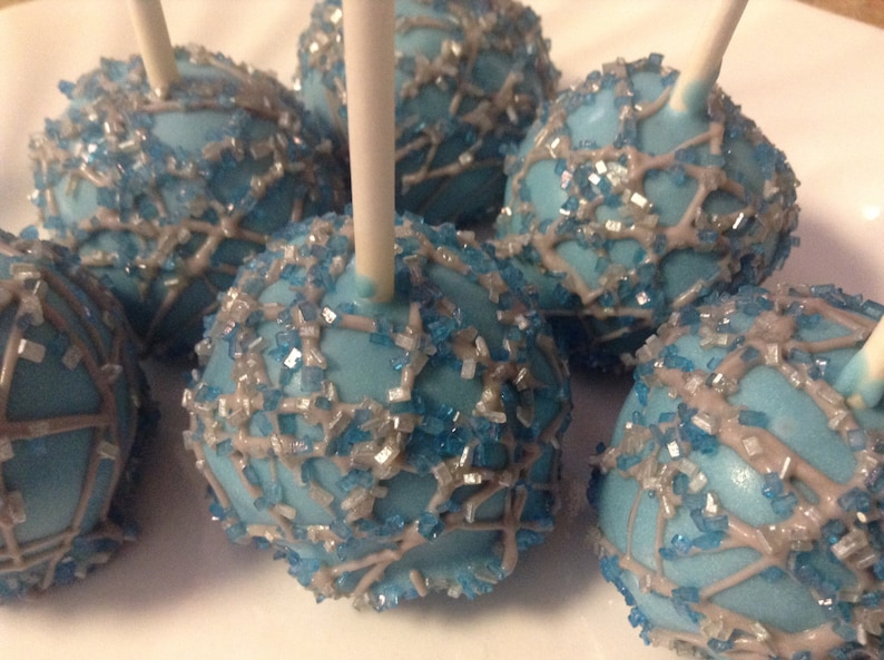 Blue Baby Shower Favors Wedding Favors Blue Favors Blue and Silver Party Cake Pops Favors 1st Birthday Party Favors Baptism Party Favors image 1