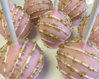 Pink and Gold Cake Pops Pink and Gold Baby Shower Cake Pops Pink Cake Pops Gold Cake Pops Birthday Cake Pops Pink White and Gold Cake Pops