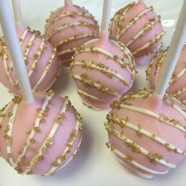 Pink and Gold Cake Pops Pink and Gold Baby Shower Cake Pops Pink Cake Pops Gold Cake Pops Birthday Cake Pops Pink White and Gold Cake Pops