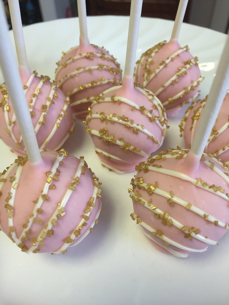 Pink and Gold Cake Pops Pink and Gold Baby Shower Cake Pops - Etsy
