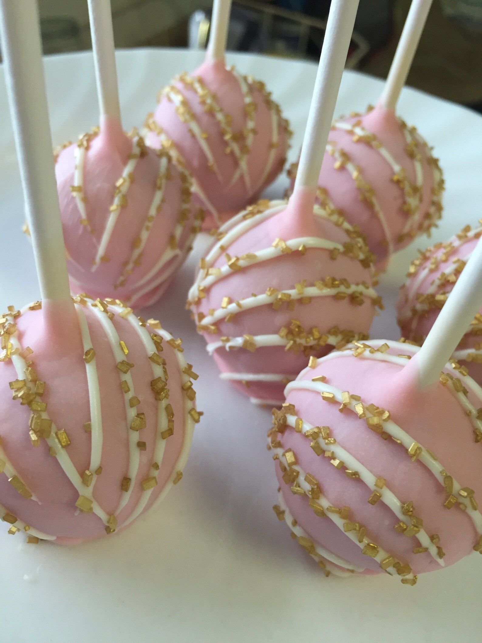 Pink and Gold Cake Pops Pink and Gold Baby Shower Cake Pops Etsy