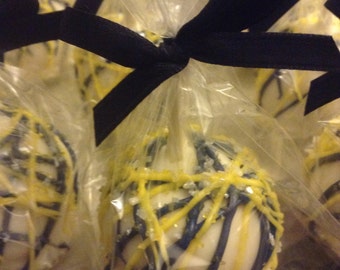 Blue Cake Pops Yellow Cake Pops Wedding Favors West Virginia Mountaineers Party Favors WVU Favors Baptism Favor Navy Blue Party Favors