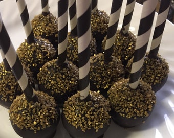 Cake Pops Gold Party 40th 50th Gold Birthday Cake Pops Favors New Years Party Cake Pops Black and Gold Cake Pops Anniversary Cake Pops