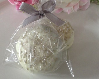 White Chocolate Covered Oreos: Silver Sparkle Party Favors