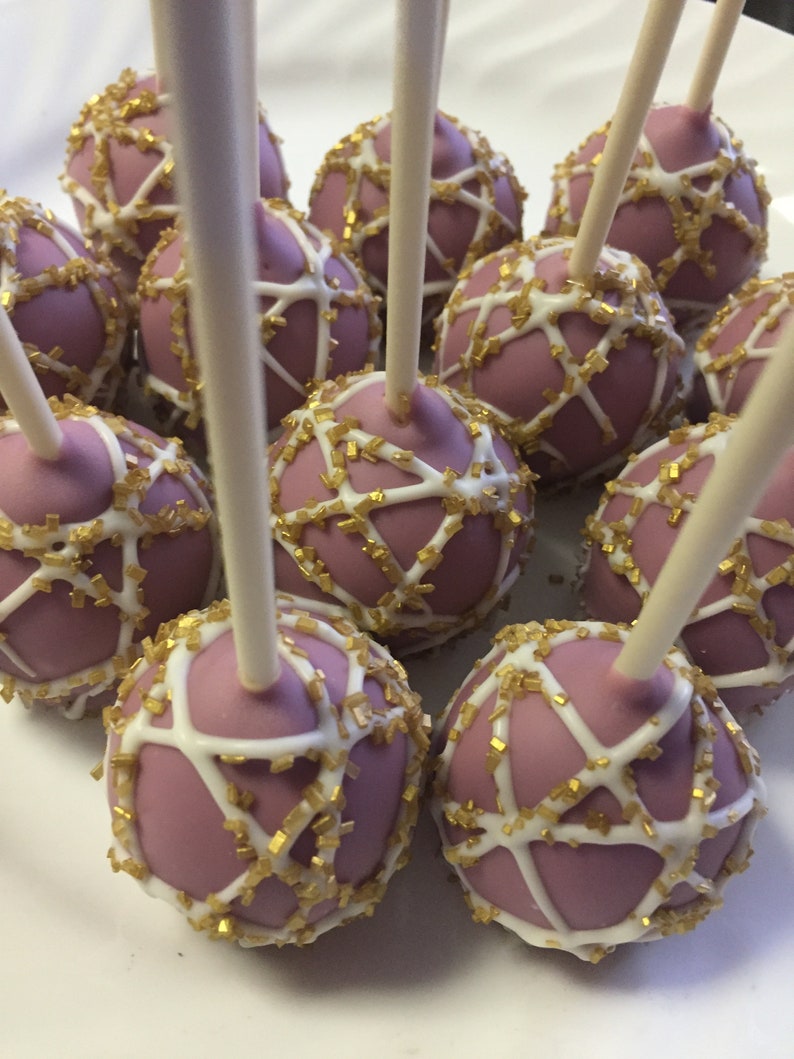 Purple And Gold Cake Pops Baby Shower Cake Pops Birthday Cake Etsy