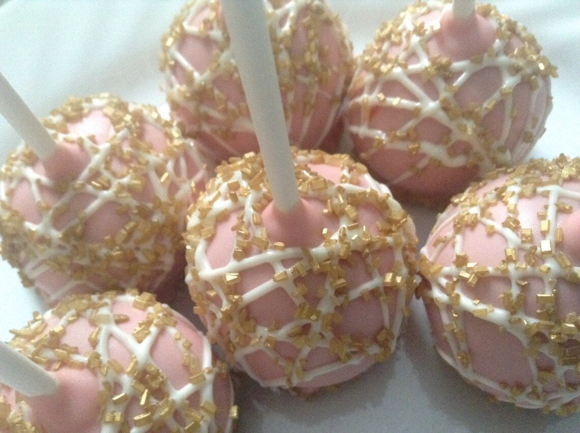 Gold Cake Pops Pink and Gold Cake Pops Pink Cake Pops First Etsy