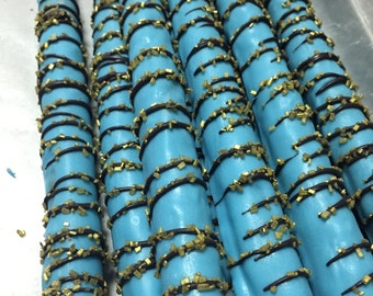 Blue & Gold Pretzel Favors: Baby Shower, Wedding, Birthday