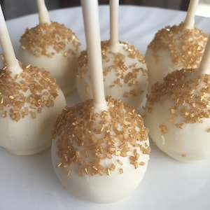 Gold Cake Pops Baby Shower Cake Pops Wedding Cake Pops White Cake Pops 1st Birthday Cake Pops Gold Baptism Party Favors Wedding Favors