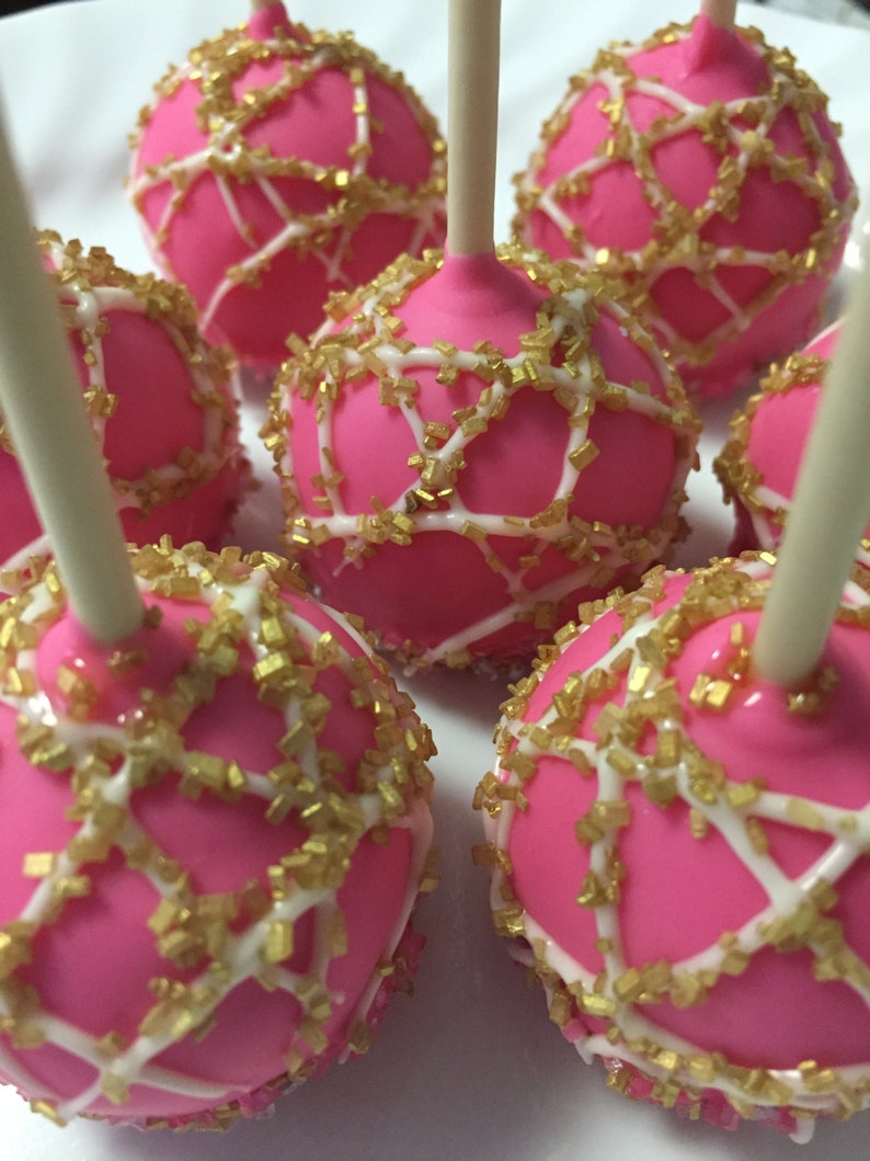 Pink Cake Pops Baby Shower Cake Pops Gold Cake Pops Princess Etsy