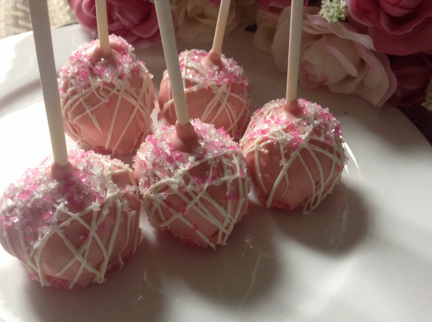 Pink Cake Pops Pink Wedding Cake Pops Pink Party Favors First Etsy