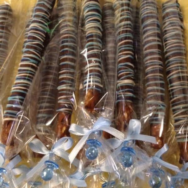 Blue Baby Shower Favors Pretzels Pacifier Etsy