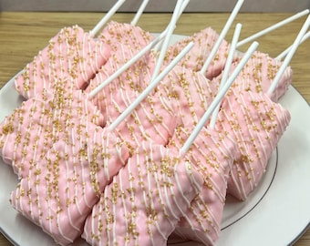 Pink & Gold Rice Crispy Treats: Princess Party Favors