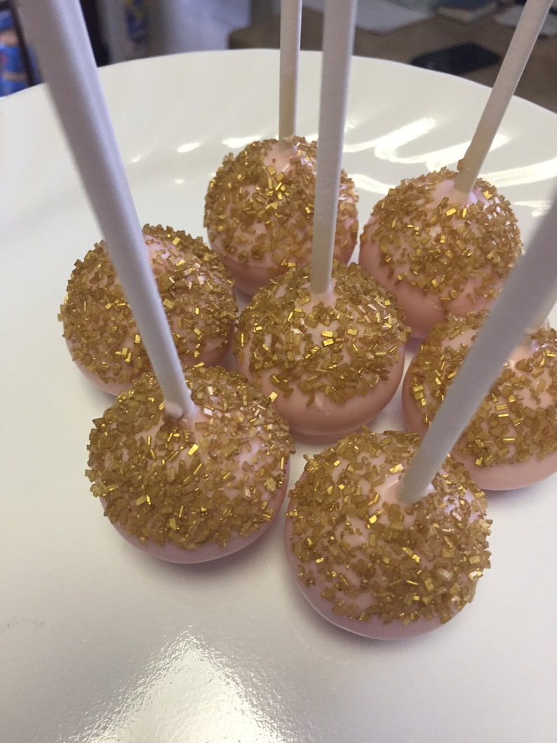Pink and Gold Cake Pops Pink and Gold Baby Shower Cake Pops - Etsy