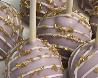 Purple & Gold Cake Pops: Baby Shower Dessert Treats